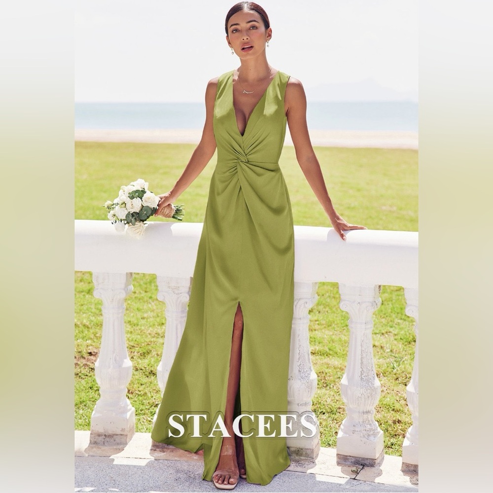 Stacees Avacado Green Bridesmaid Dress (Worn Once)